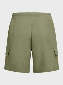 Manfinity Homme Men's Solid Color Drawstring Waist Cargo Pocket Casual Shorts - Mint Green - View 10