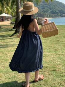 DAZY Vestido vaquero para niña preadolescente para otoño, ropa de vuelta al colegio