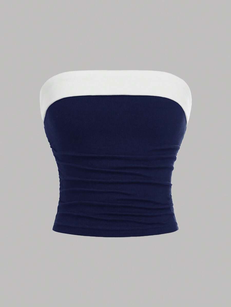 SHEIN Teen Girl Knit Colorblock Casual Ruched Camisole Top