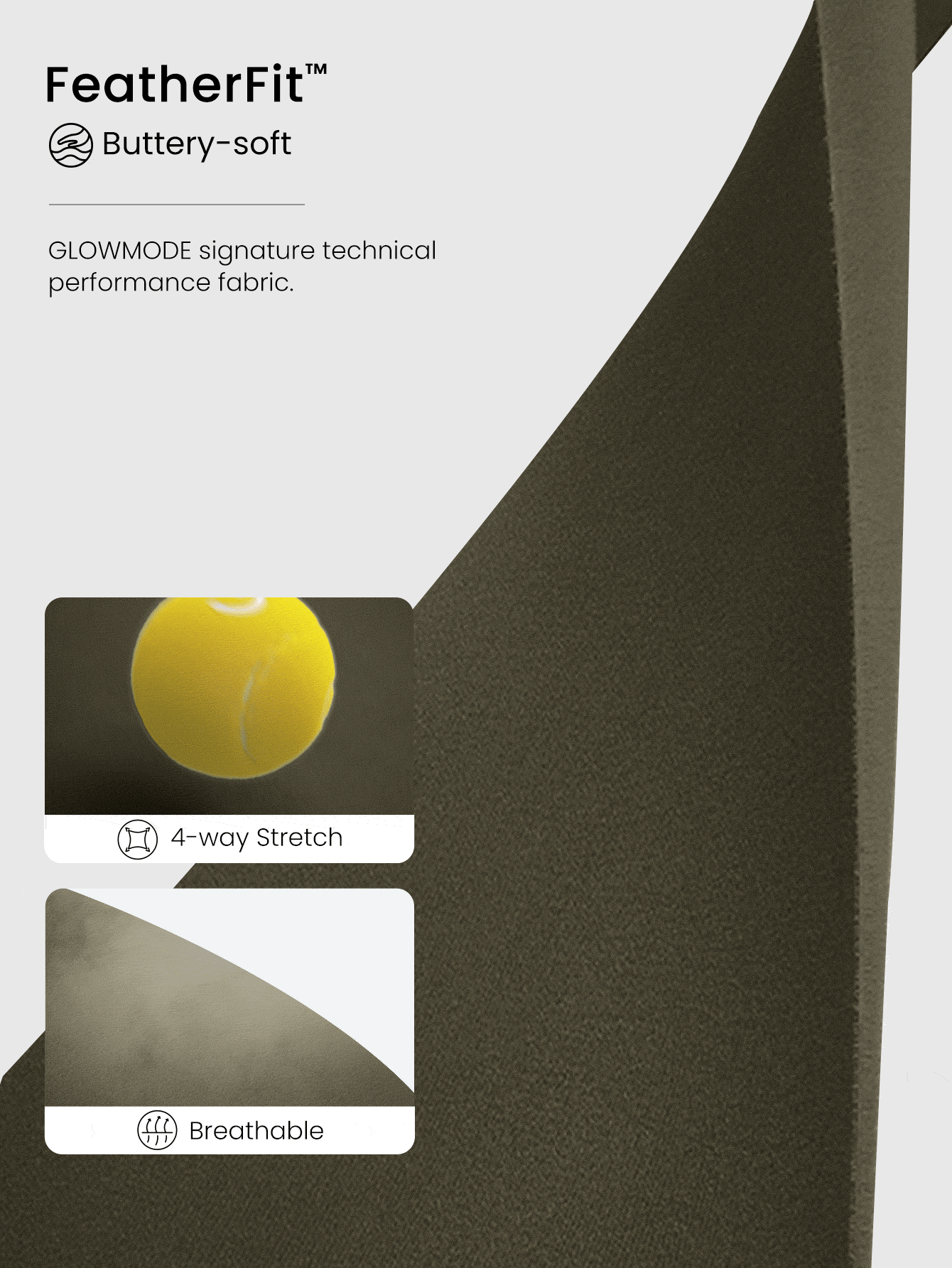 GLOWMODE FeatherFit™ U 型背心短款运动背心，低冲击瑜伽日常秋冬装 - 軍綠色 - 查看 5