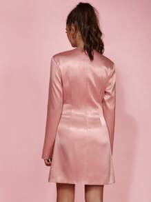 COSMINA Vestido mini elegante con volantes y adornos florales 3D en color rosa para mujeres, apropiado para primavera/verano - Día de San Valentín