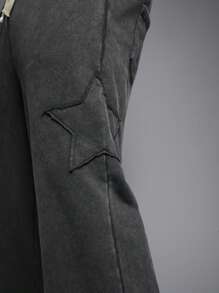 EASEVO Plus Size Men's Loose Streetwear Five-Pointed Star Acid-Washed Embroidery Long Casual Sweatpants - Multicolor - View 2