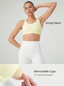 GLOWMODE FeatherFit™ Crossover Strap Sports Bra Gym Fall Winter - Yellow - View 3