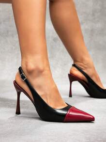 CUCCOO SZL Pointed Toe Fashionable Sexy Spring/Summer New Open Heel Pumps, Women High Heel Shoes For Hottie Daily Wear, Music Festival, Valentine's Day Party - Burgundy - View 9