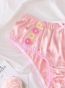 PetitDoll سروال داخلي نسائي مزهر بألوان متناقضة بطراز قري رومانسي كيوت - متعدد الألوان - مشاهدة 4