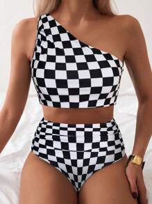 Vaytide Springbreak Women's Swimwear 2 Pieces Set (Random Print) For Summer Beach Vacation - Black and White - View 3