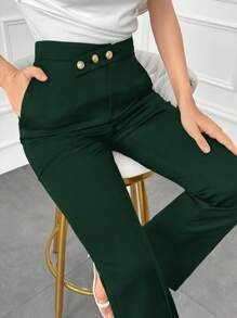 Modelyn 秋冬女士休闲纯色高腰西装裤