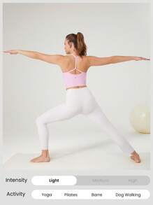 GLOWMODE FeatherFit™ T-Neck Racerback Tank Top Light Support Low Impact Yoga Studio  Spring Summer - Pink - View 5