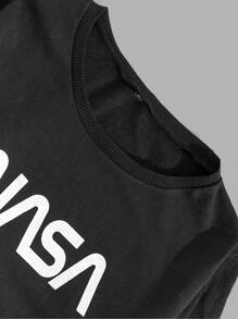 RueChic Cotton Men's Set Of Letter Printed Sweatshirt And Sweatpants - Dark Grey - View 4