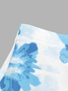 SHEIN BAE 2 件套女士花卉扎染/抹胸 2 件夏季度假套装/女士两件套/海滩装/女士沙滩装/女士度假装/度假/2 件套/女士套装/女士配套套装/狂欢装节日/度假两件套/2 件套夏季 - 淺藍色 - 查看 4