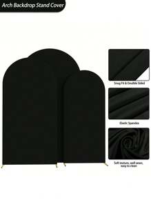 SHEIN 1Pc 65*150Cm/80*180Cm/100*200Cm/120*220Cm Black Arch Background Fabric Arch Cover, Double-Sided Lycra Stretch Fabric Arch Background, Suitable For Wedding And Birthday Party Arch Decoration (Arches Not Included, Only Fabric Background)