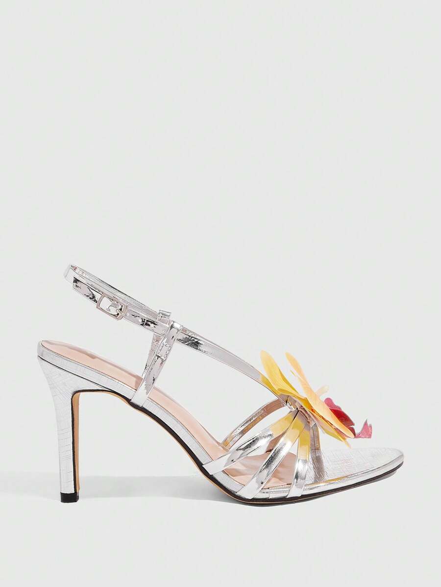 CUCCOO SZL Women's Fashionable Sexy High Heel Sandals, Suitable For Party Events Spring Shoes Spring Break Easter Prom Heels - Silver - View 1