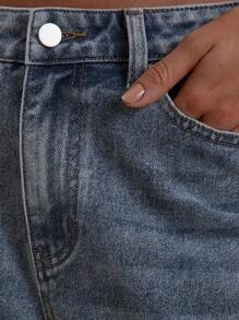 MUSERA Jeans de pierna recta y tiro bajo lavados, estilo callejero primaveral, elegante estilo 90s y Y2K para el verano - Azul - Ver 6