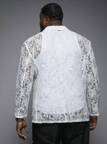 EASEVO Plus Size Men's Street Fashion Lace Long Sleeve Suit Jacket