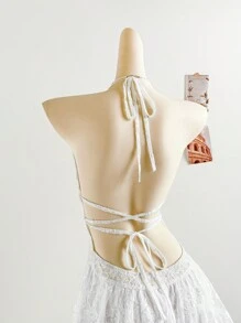 Soleia Bohemian  ,Boho, Romantic Floral ,Vacation, Floral  4th Of July Clothes  Rave Outfits White Graduation Dress Party Dress Graduation Outfit 4th Of July Dress  Butter Yellow 4th Of July Festival Concert Vacation Dress Elegant Getup White Knit Elastic Mesh Lace Hollow Out Tie Closure Mini Dress For Ladies,Sun Dress