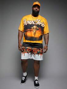 Manfinity VCAY Plus Size Men's Loose Camouflage Streetwear Fashion Knit Shorts - Multicolor - View 3
