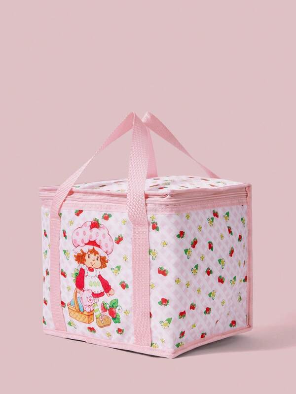 Strawberry Shortcake X SHEIN Süße, mit Erdbeeren bedruckte RPET-isolierte Lunch-Tasche, Erdbeere, Valentinstag