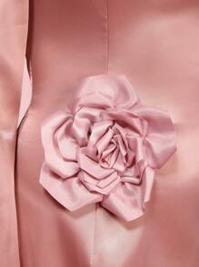 COSMINA Vestido mini elegante con volantes y adornos florales 3D en color rosa para mujeres, apropiado para primavera/verano - Día de San Valentín