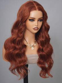 Wear&Go 无胶窗帘刘海红棕色波浪卷发雷米真人假发预拔漂白结预剪 6x5 透明蕾丝封口假发 180% 密度 - S33 - 查看 6