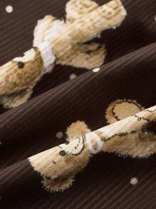 SHEIN ICON 女士 Y2K House 睡衣可爱熊印花短裤 - 棕色 - 查看 4