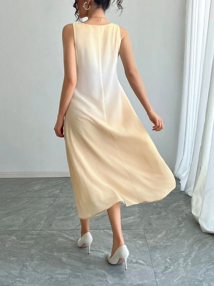 Women Tie Dye Tie-Dye Straight Slip Dress, Midi-Length Ladies Dress Sundress,Casual Women Dresses