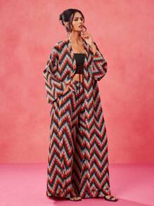 JIAN LASALA Women Casual Multicolor Long Sleeve All Over Print Kimono, Summer Vacation - Multicolor - View 7