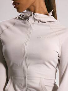 Musera Sport Zip Up Hooded Jacket Workout Running Hiker Women Slim Daily Gym Fitness - Beige - View 6