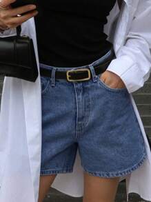 DAZY Women's Simple Loose Pocket Denim Shorts, Casual Daily Wear - Light Wash - View 4