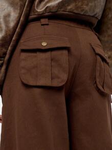 SUMWON WOMEN 实用工装裤裙短裤宽腿七分裤多口袋冒险街头时尚秋冬休闲裤