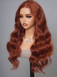 Wear&Go 无胶窗帘刘海红棕色波浪卷发雷米真人假发预拔漂白结预剪 6x5 透明蕾丝封口假发 180% 密度 - S33 - 查看 5