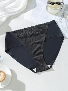 1 件女士蕾丝拼接简约修身休闲三角裤