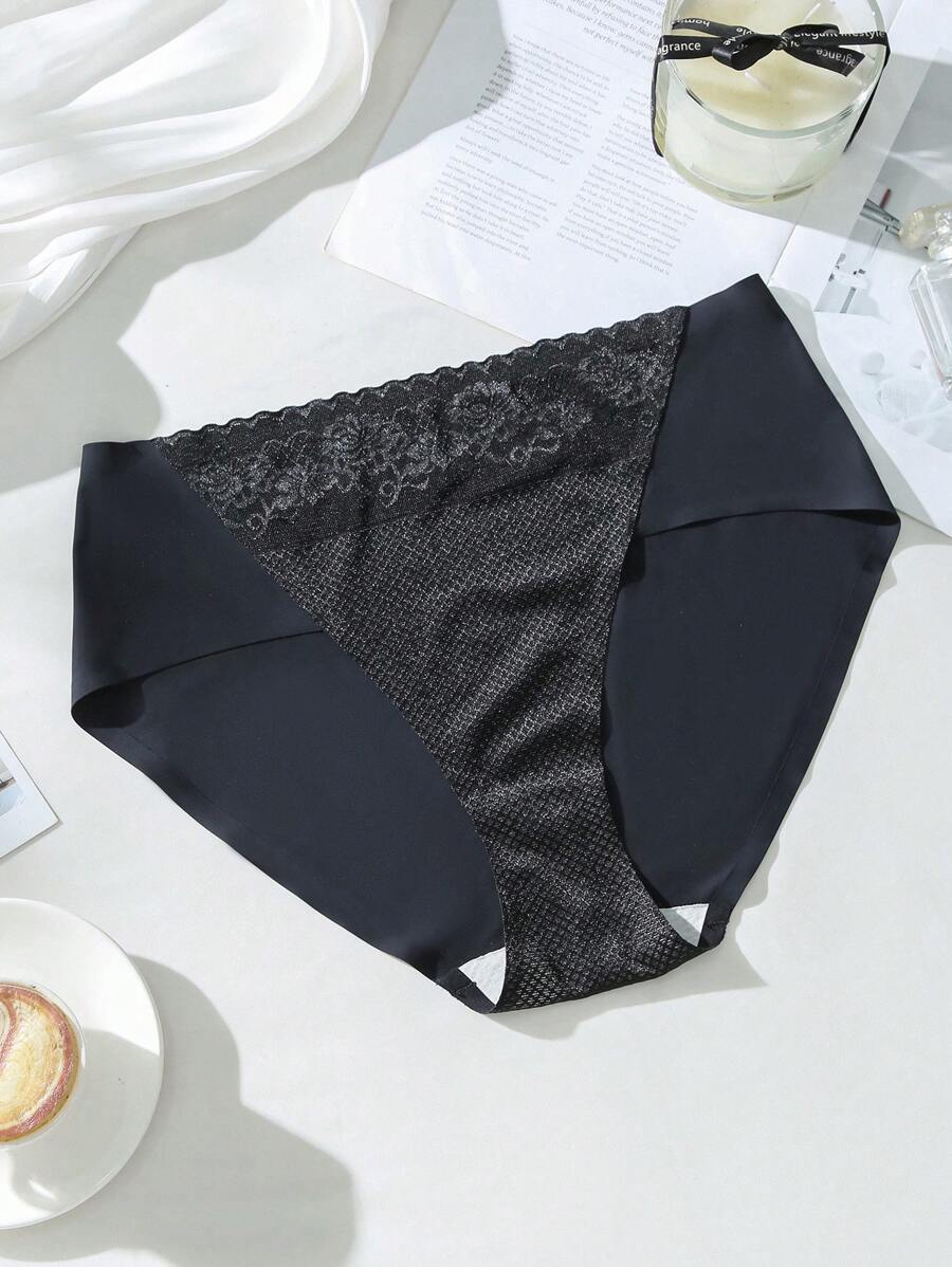 1 件女士蕾丝拼接简约修身休闲三角裤