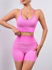 Easithlete Seamless Stretchy Women Athletic Sets, Minimalist Fashion Casual Wear Dailywomen Workout Set - Mauve Purple - View 5