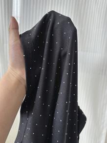 SHEIN LUNE Camiseta ajustada de mujer casual con decoración de cristales, adecuada para fiestas y salidas