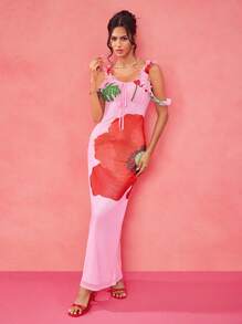 BELANGE HANDMADE Designer Pink Floral Print Frill Trim Ruched Maxi Dress, Romantic Dating Dress, Festival, Concert Outfit Women Formal Prom Dresses For Women Resort Dresses For Women Dresses For Women Prom Dress Women Formal Women Formal Women Formal Prom Dresses For Woman Women Formal, Rave, Pastel, Brunch Outfits, Tea Party Dress Women Maxi Dress Prom Dresses For Ladies