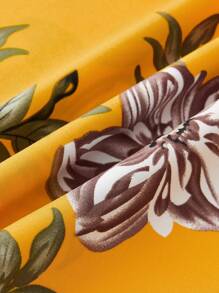 SHEIN LUNE Short Sleeve Casual Shirt, Simple & Fashionable For Everyday Wear - Yellow - View 5