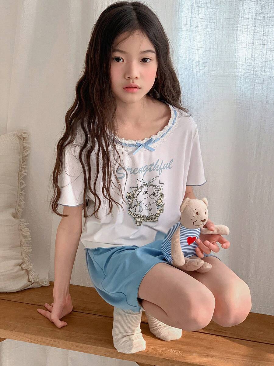 DAZY 青少年女孩休闲家居服 - 白色 - 查看 1