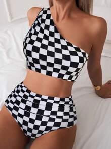 Vaytide Springbreak Women's Swimwear 2 Pieces Set (Random Print) For Summer Beach Vacation - Black and White - View 5