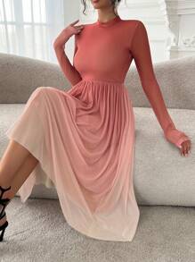 DAZY Tie-Dye Tie Dye Fitted Dress With Flared For Women Prom Dress Sundress,Casual Women Dresses,Fall Dress Long Sleeve Dress - Red - View 1