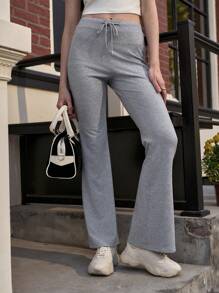 Jouncy Women's Solid Color Casual Sweatpants, Minimalist Style, Suitable For Daily Wear - Grey - View 5