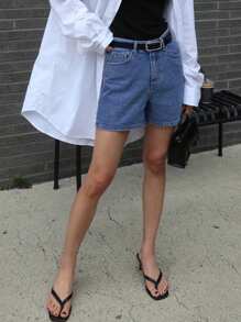 DAZY Women's Simple Loose Pocket Denim Shorts, Casual Daily Wear - Light Wash - View 5