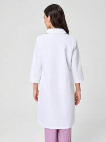 TaskEZ Blouse de laboratoire blanche minimaliste, décontractée, à boutons et poches sans motif