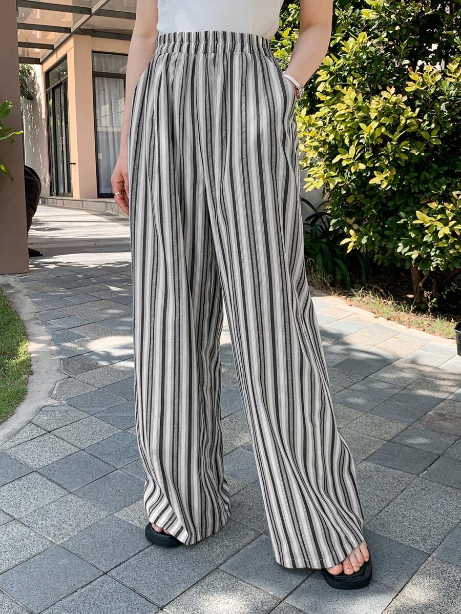 DAZY Women Wide Leg Straight Textured Loose Pants - Multicolor - View 1