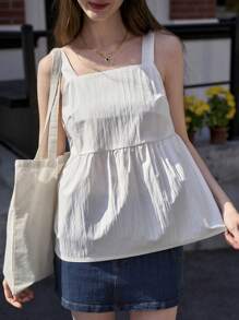 Jouncy Women's Summer Spaghetti Strap Cropped Tank Top, Fresh & Stylish Korean Style - White - View 1