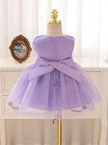 Glamorique Kids Váy lưới kim loại màu đỏ cho bé gái, trang phục dự tiệc, Giáng sinh, Halloween, váy tutu dự tiệc sinh nhật, kỷ niệm - Màu tím - Xem 2