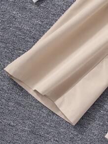 Tween Girls 2 Pieces Puff Sleeve Top With Belt & Solid Flare Cropped Pants Set - Khaki - View 8