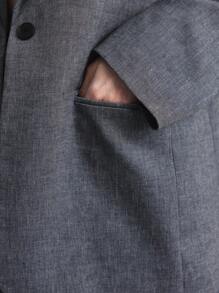 Ontre 休闲女式翻领长袖西装外套，带口袋，夏季女式办公室 - 藍色 - 查看 3