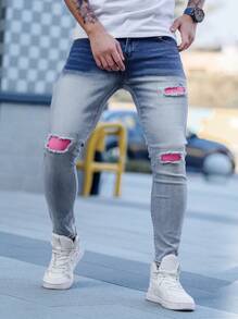 Manfinity EMRG Herren Lässig Distressed Denim Skinny Hose mit Taschen