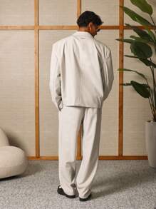 SUMWON Oversized Business Casual Cropped Blazer Professional Office Wear Minimalist Design Classic Suit Jacket Formal Event Outerwear Spring Collection Two Button Front - Beige - View 5