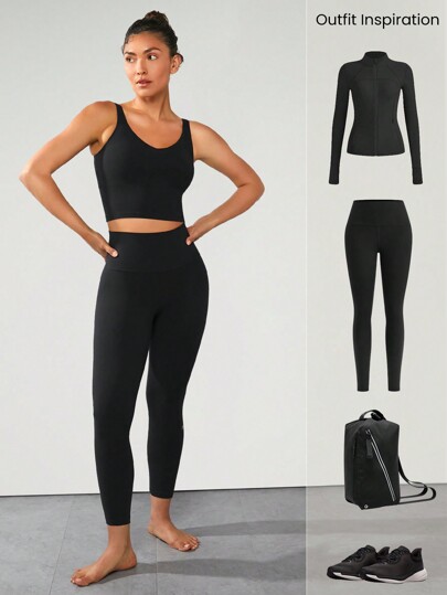 GLOWMODE FeatherFit™ Back Cropped Active Tank Top Low Impact Yoga Fall view 7